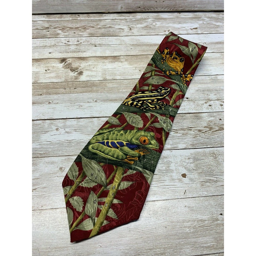 Men's Tie Endangered Species Bruce's Rainforest 1996 Marc Dennis Tree Frogs